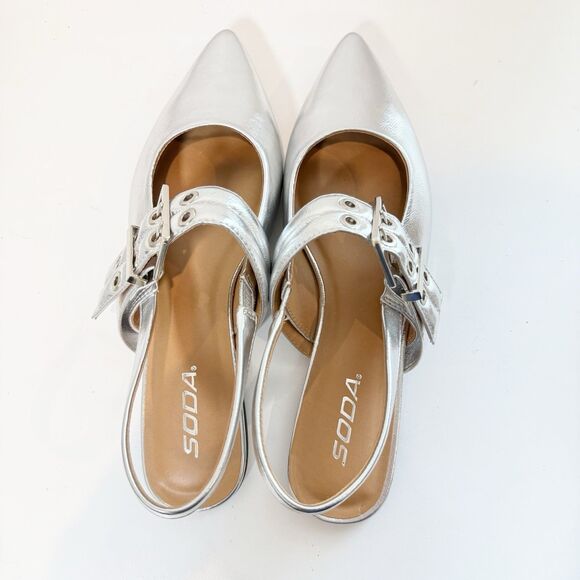 Soda Silver Flats with Buckle Detail - Picture 5 of 6